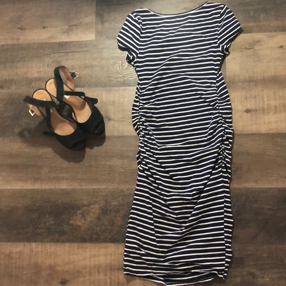 Beautiful Maternity Navy and White Striped Dress! - Picture 4 of 4